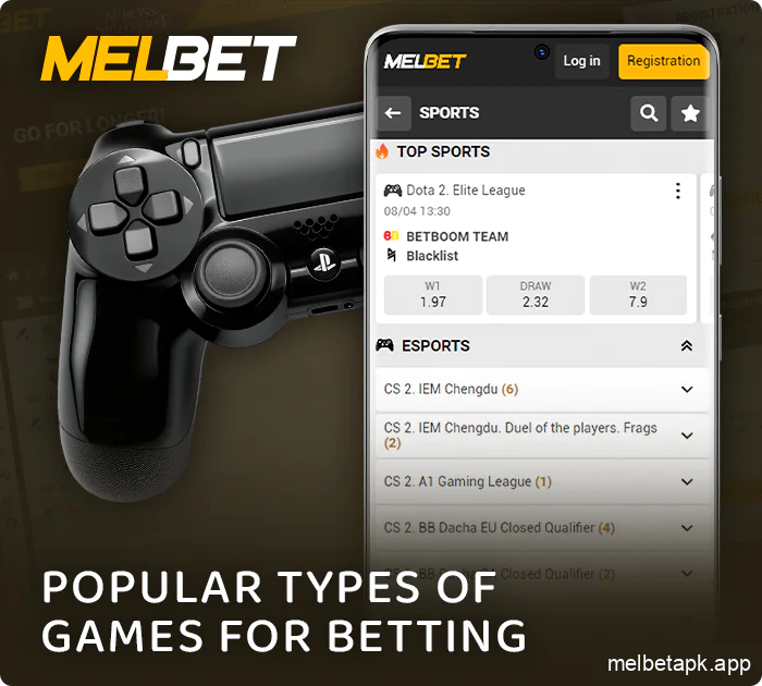 Game types for betting on eSports in the Melbet app