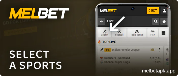 Choose a sport to bet on at Melbet
